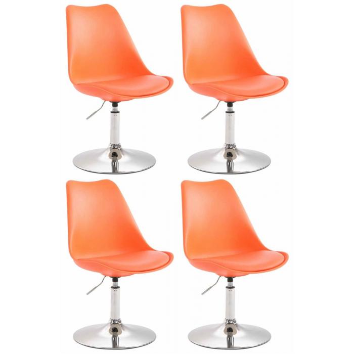 4er Set Esszimmersthle HLO-CP14 Kunststoff ~ orange