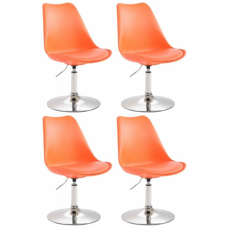 4er Set Esszimmersthle HLO-CP14 Kunststoff ~ orange