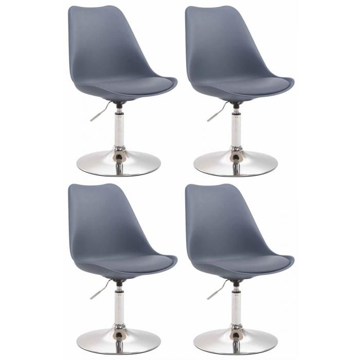 4er Set Esszimmersthle HLO-CP14 Kunststoff ~ grau