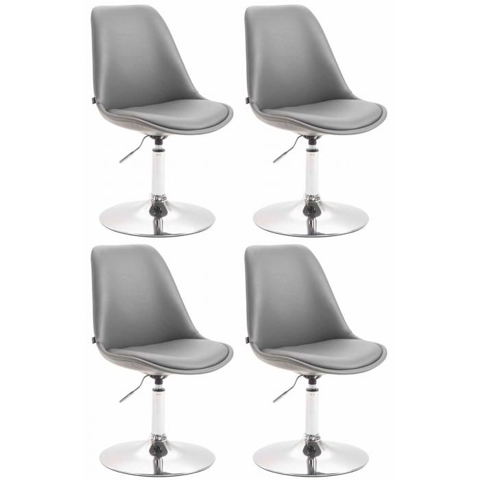 4er Set Esszimmersthle HLO-CP14 Kunstleder ~ grau