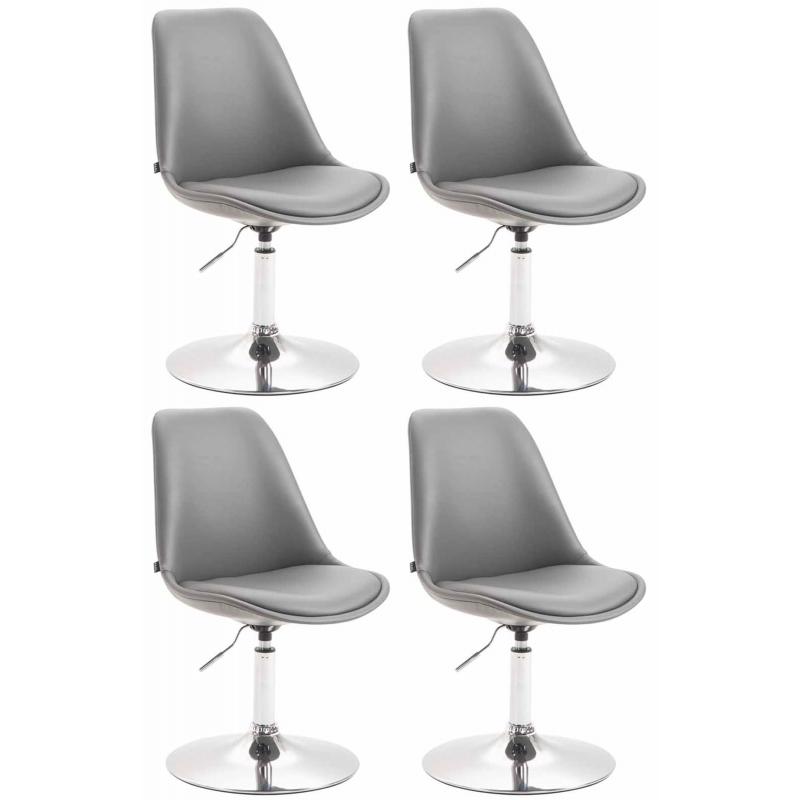 4er Set Esszimmersthle HLO-CP14 Kunstleder ~ grau