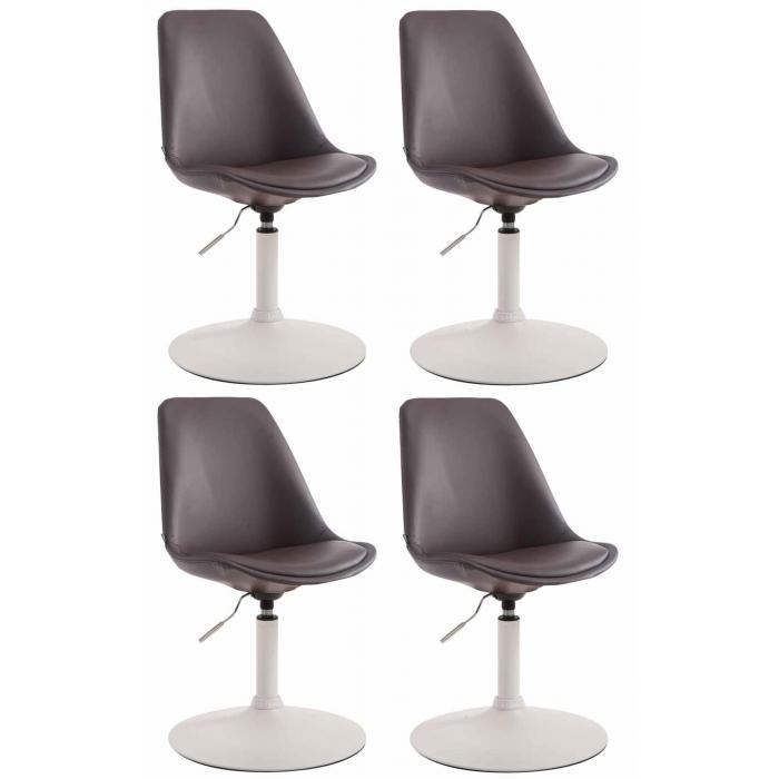 4er Set Esszimmersthle HLO-CP15 Kunstleder ~ braun