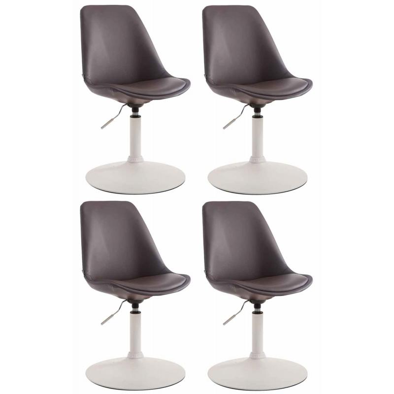 4er Set Esszimmersthle HLO-CP15 Kunstleder ~ braun