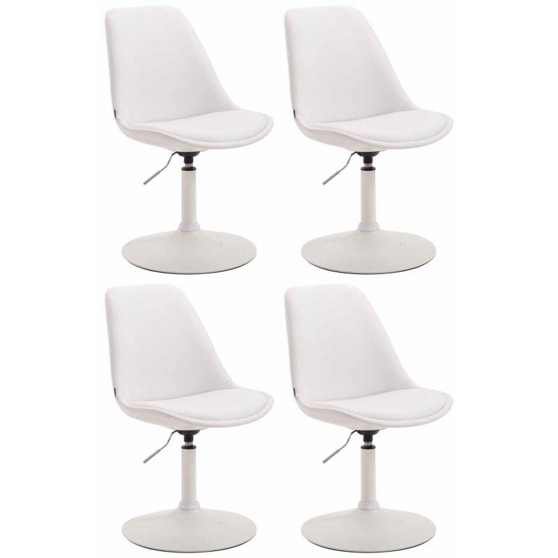 4er Set Esszimmersthle HLO-CP15 Kunstleder ~ wei