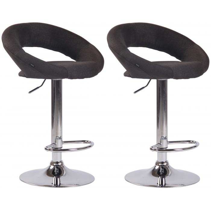 2er Set Barhocker HLO-CP286 Stoff Chrom ~ dunkelgrau