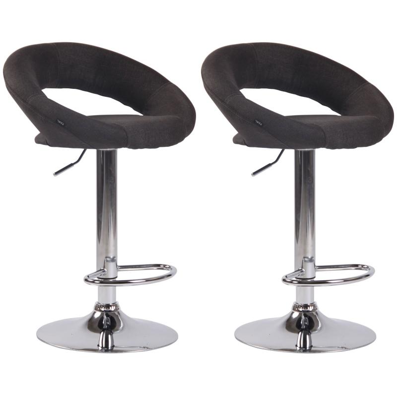 2er Set Barhocker HLO-CP286 Stoff Chrom ~ dunkelgrau