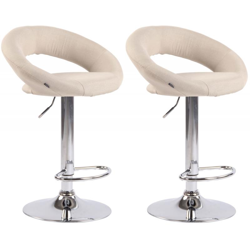 2er Set Barhocker HLO-CP286 Stoff Chrom ~ creme