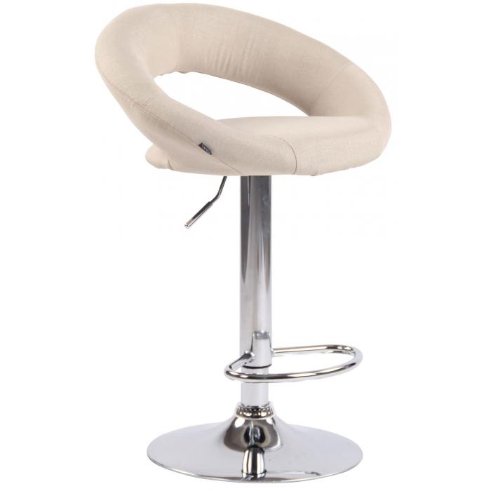 2er Set Barhocker HLO-CP286 Stoff Chrom ~ creme