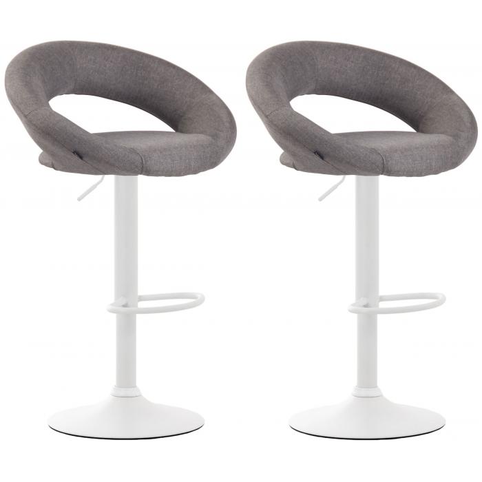 2er Set Barhocker HLO-CP286 Stoff wei ~ grau