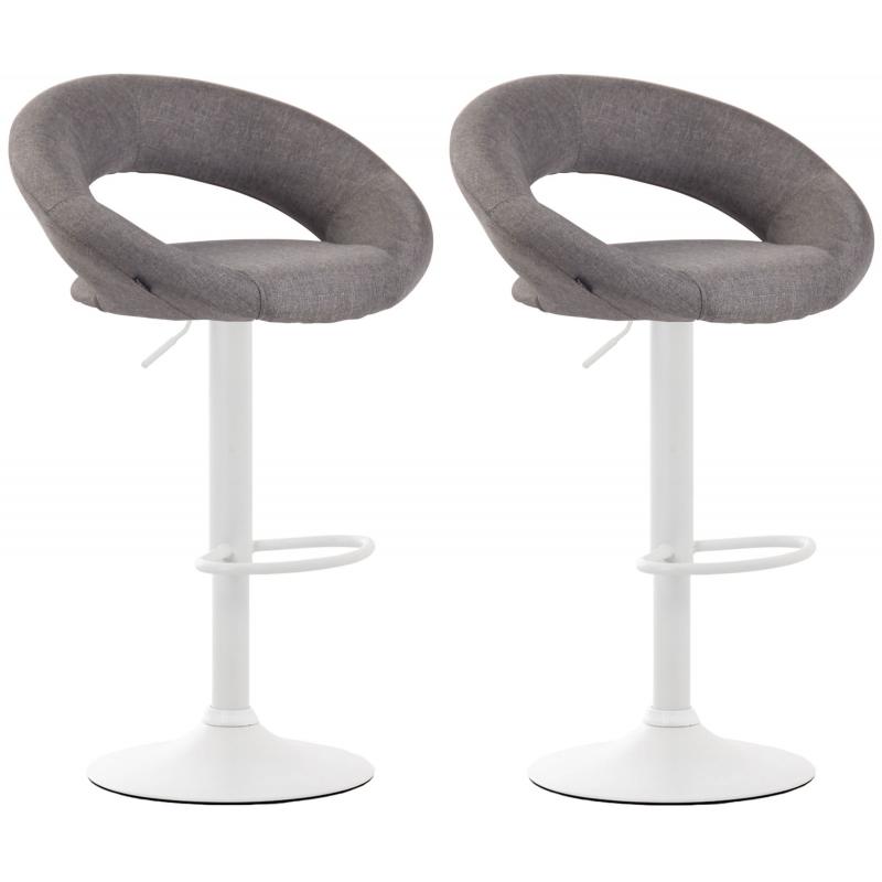 2er Set Barhocker HLO-CP286 Stoff wei ~ grau