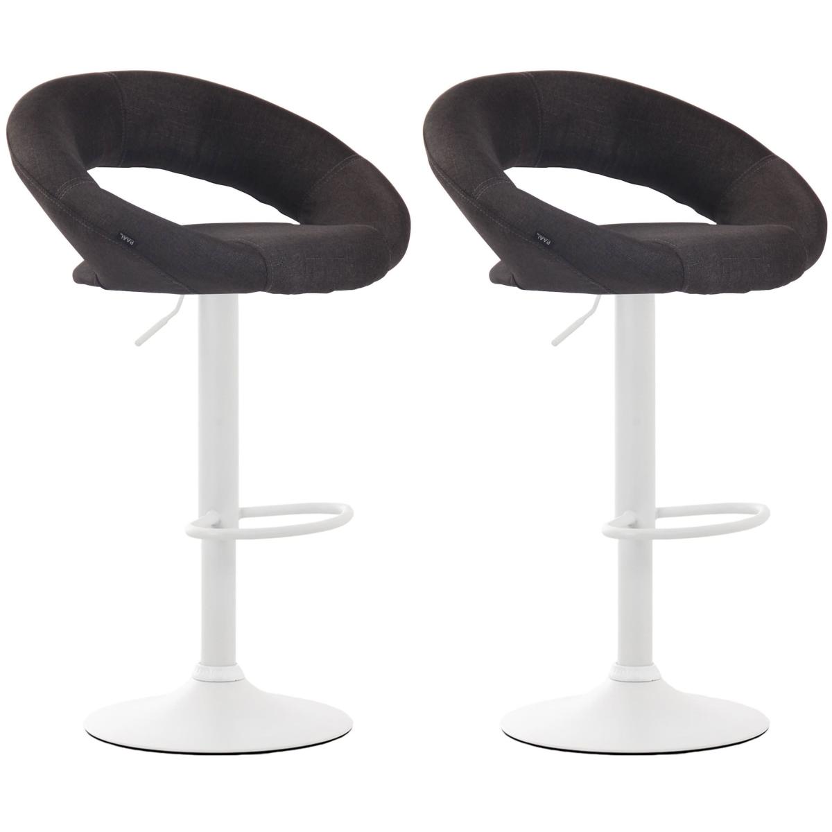 2er Set Barhocker HLO-CP286 Stoff wei ~ dunkelgrau