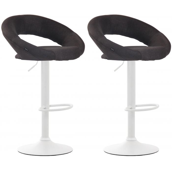 2er Set Barhocker HLO-CP286 Stoff wei ~ dunkelgrau