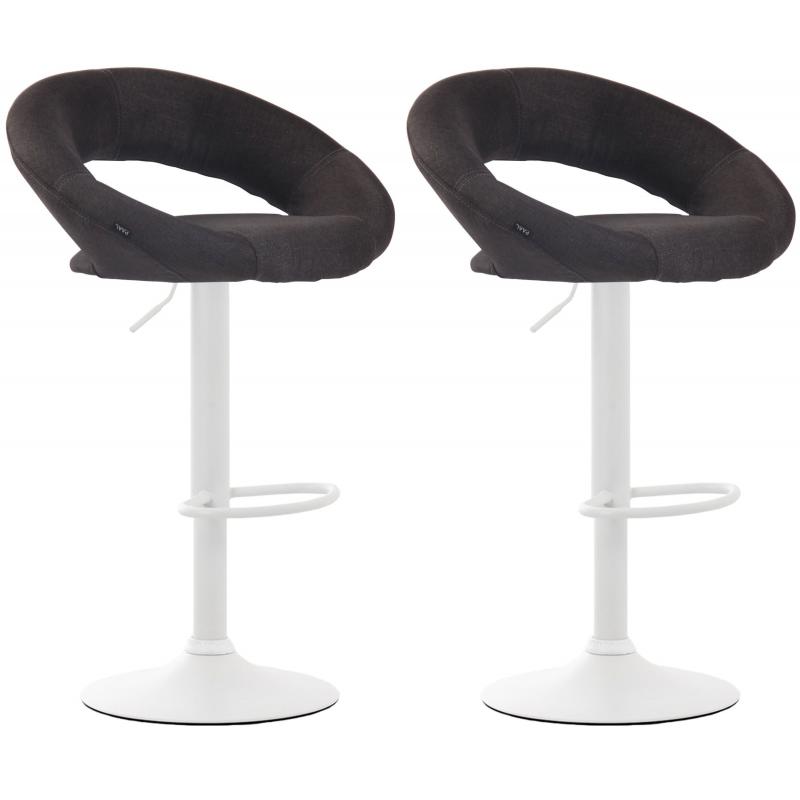 2er Set Barhocker HLO-CP286 Stoff wei ~ dunkelgrau