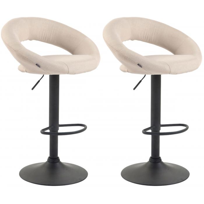 2er Set Barhocker HLO-CP286 Stoff schwarz ~ creme