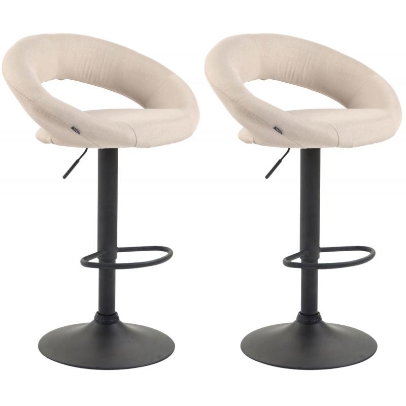 2er Set Barhocker HLO-CP286 Stoff schwarz ~ creme