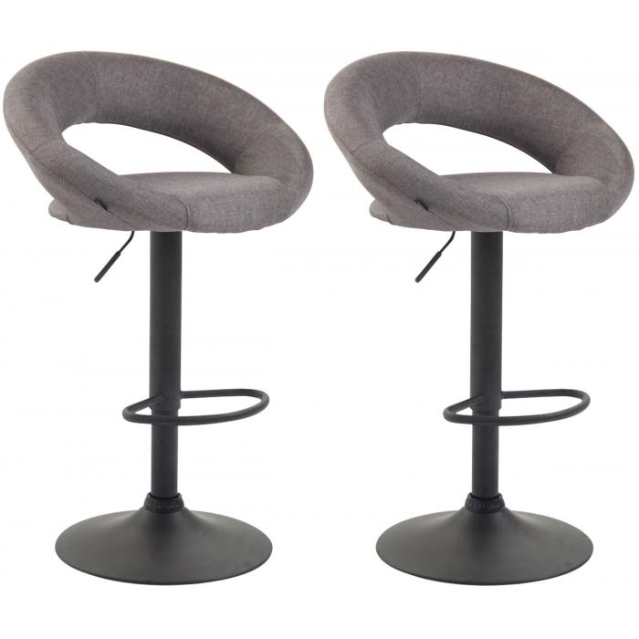 2er Set Barhocker HLO-CP286 Stoff schwarz ~ grau