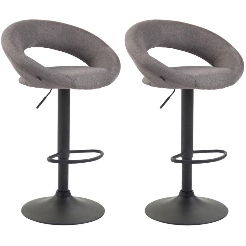 2er Set Barhocker HLO-CP286 Stoff schwarz ~ grau