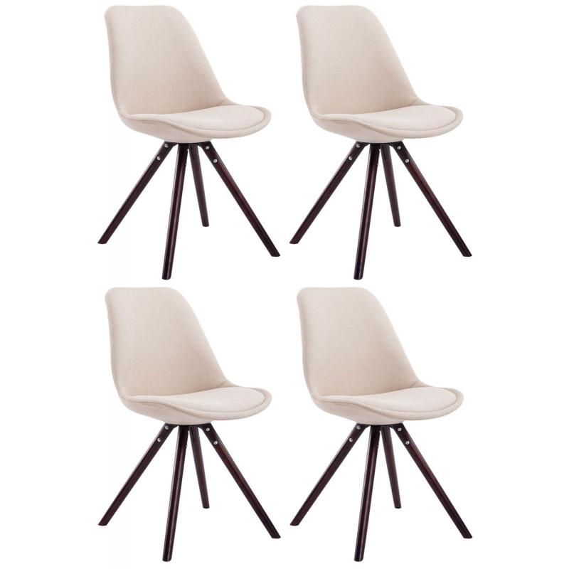 4er Set Sthle HLO-CP82 Stoff Cappuccino Rund ~ creme