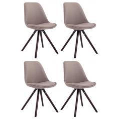 4er Set Sthle HLO-CP82 Stoff Cappuccino Rund ~ taupe