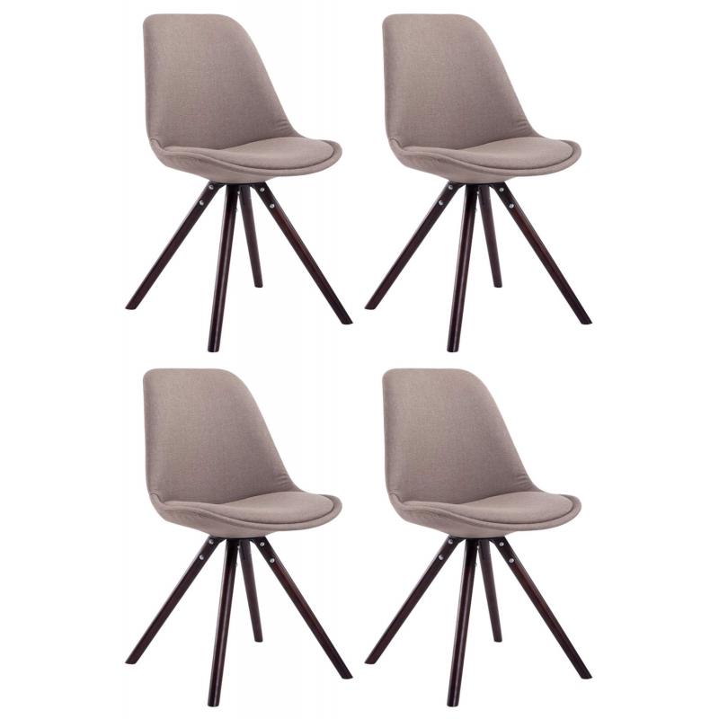 4er Set Sthle HLO-CP82 Stoff Cappuccino Rund ~ taupe