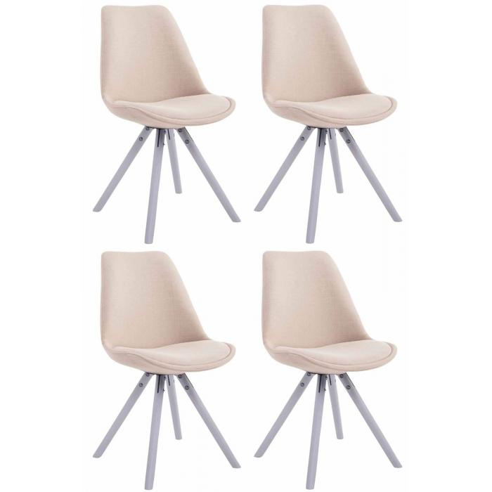 4er Set Sthle HLO-CP82 Stoff Rund wei ~ creme
