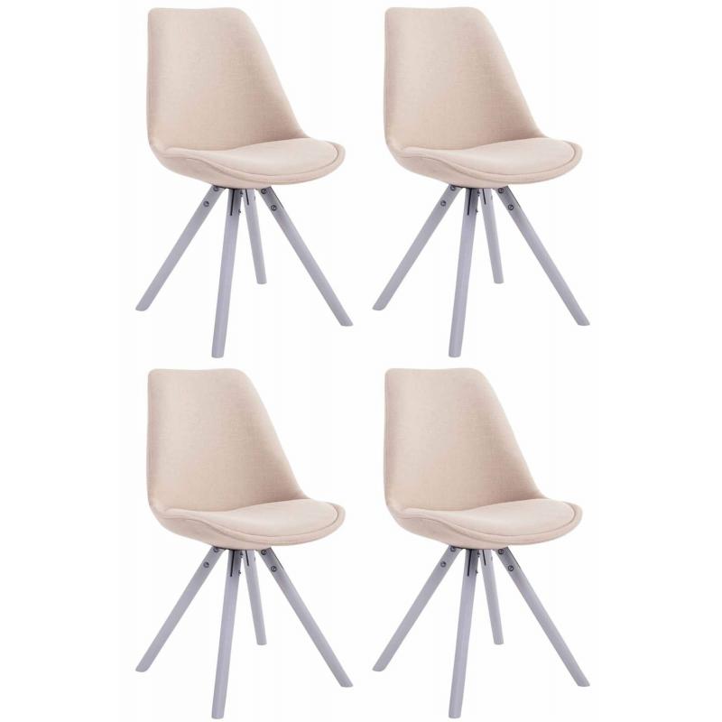 4er Set Sthle HLO-CP82 Stoff Rund wei ~ creme