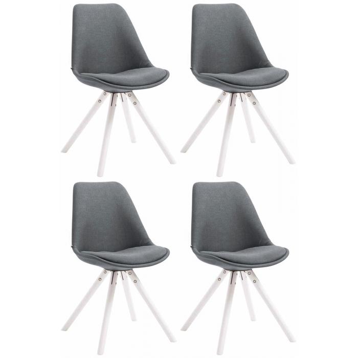 4er Set Sthle HLO-CP82 Stoff Rund wei ~ dunkelgrau