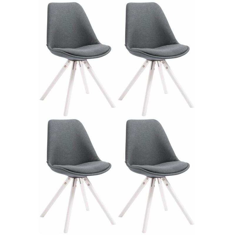 4er Set Sthle HLO-CP82 Stoff Rund wei ~ dunkelgrau