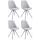 4er Set Sthle HLO-CP82 Stoff Rund wei ~ grau