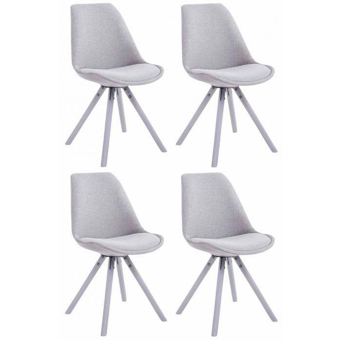 4er Set Sthle HLO-CP82 Stoff Rund wei ~ grau
