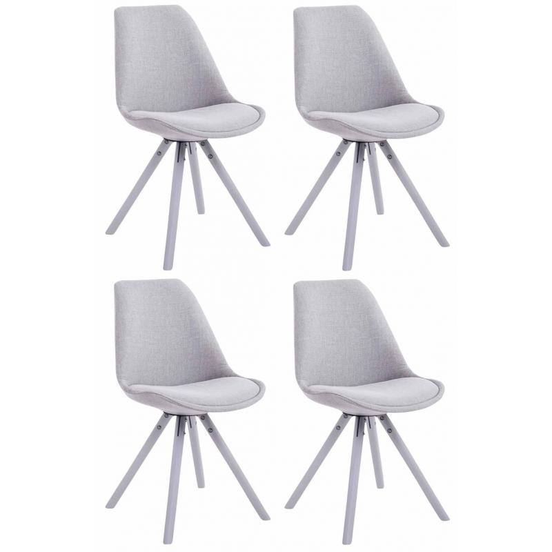 4er Set Sthle HLO-CP82 Stoff Rund wei ~ grau