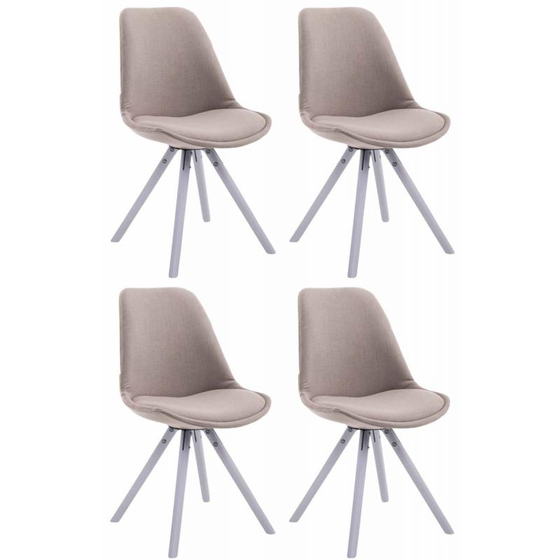 4er Set Sthle HLO-CP82 Stoff Rund wei ~ taupe