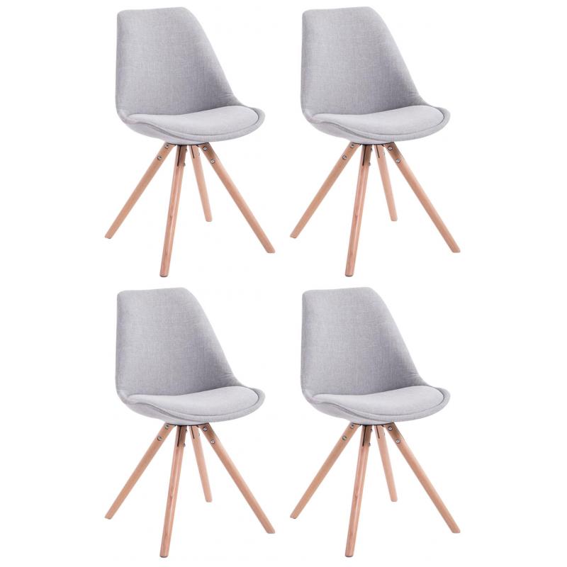 4er Set Sthle HLO-CP82 Stoff Natura Rund ~ grau