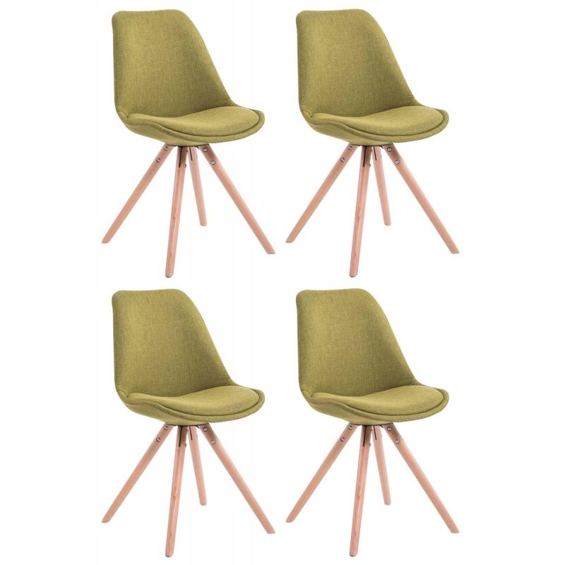 4er Set Stühle HLO-CP82 Stoff Natura Rund ~ grün
