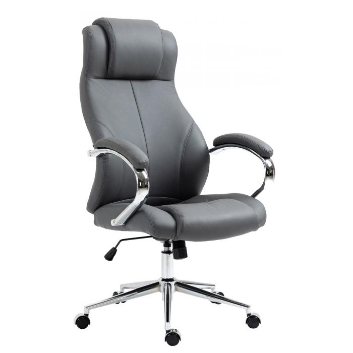 Brostuhl HLO-CP145 Echtleder ~ grau
