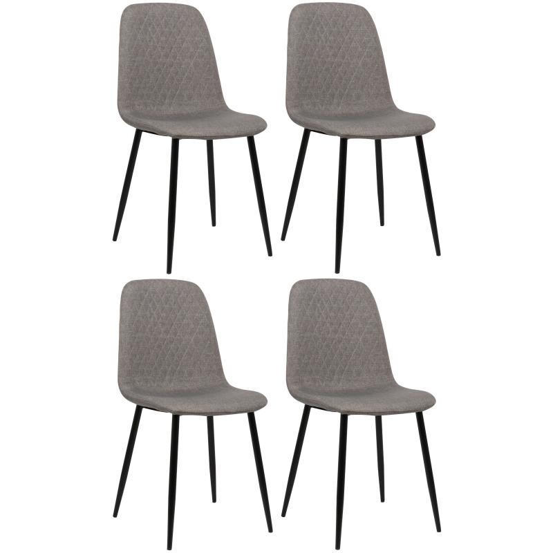4er Set Sthle HLO-CP49 Stoff ~ grau