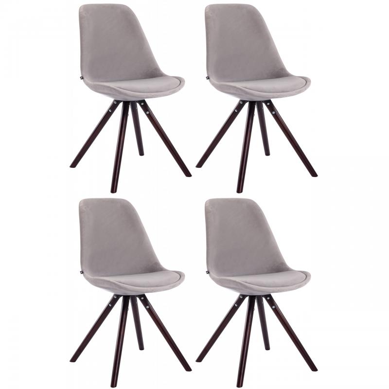 4er Set Sthle HLO-CP8 Samt Rund cappuccino ~ grau
