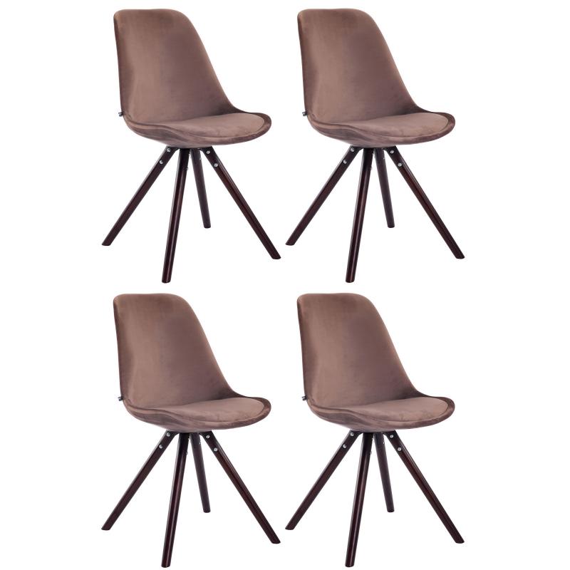 4er Set Sthle HLO-CP8 Samt Rund cappuccino ~ braun