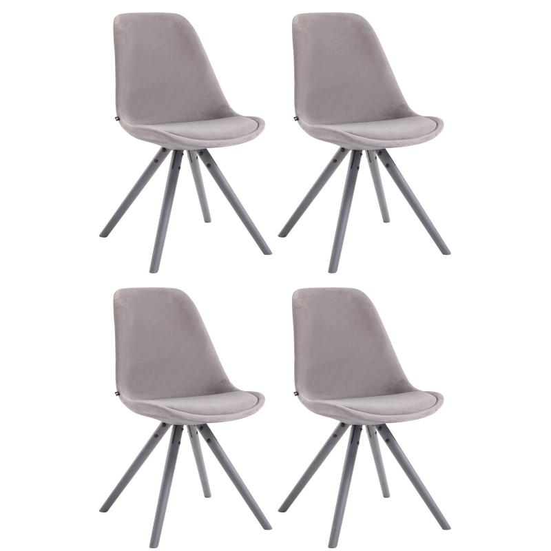 4er Set Sthle HLO-CP8 Samt Rund grau ~ grau
