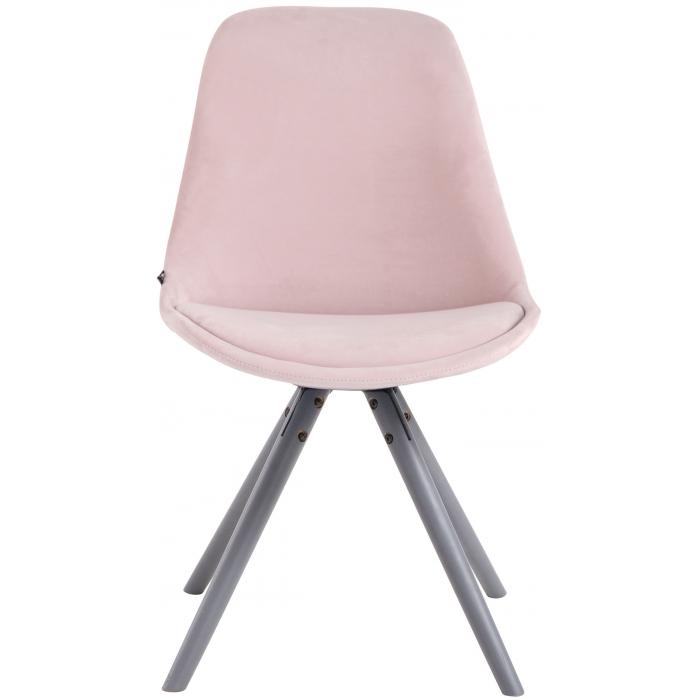 4er Set Sthle HLO-CP8 Samt Rund grau ~ pink