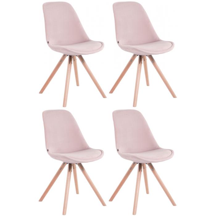 4er Set Sthle HLO-CP8 Samt Rund natura ~ pink