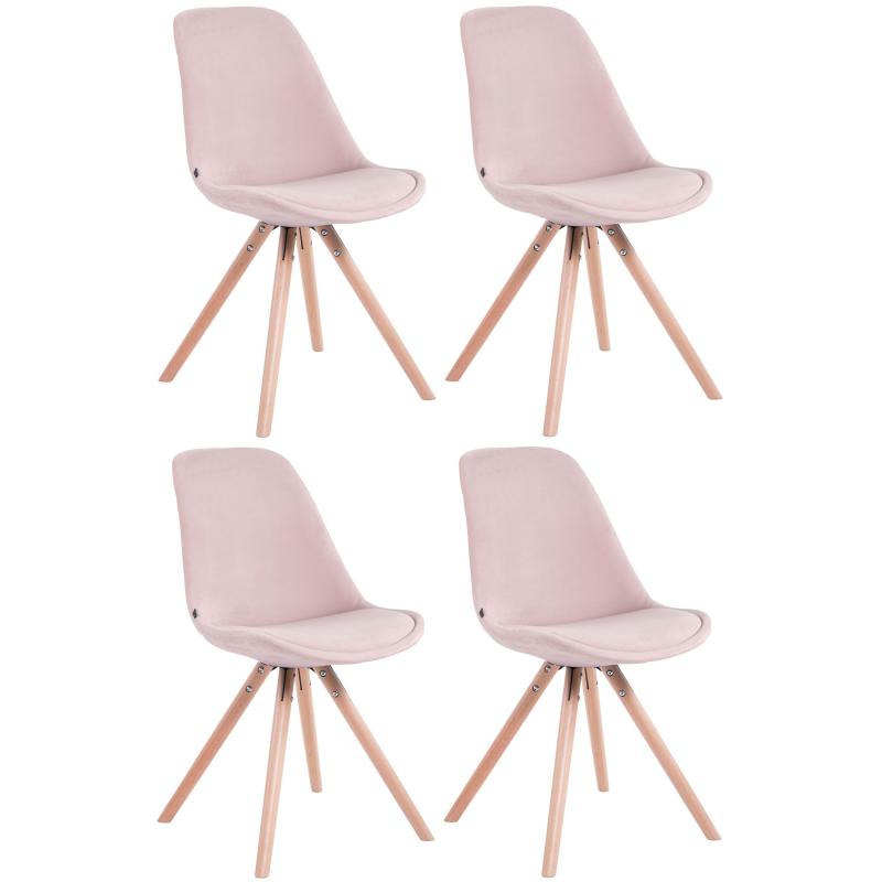 4er Set Sthle HLO-CP8 Samt Rund natura ~ pink