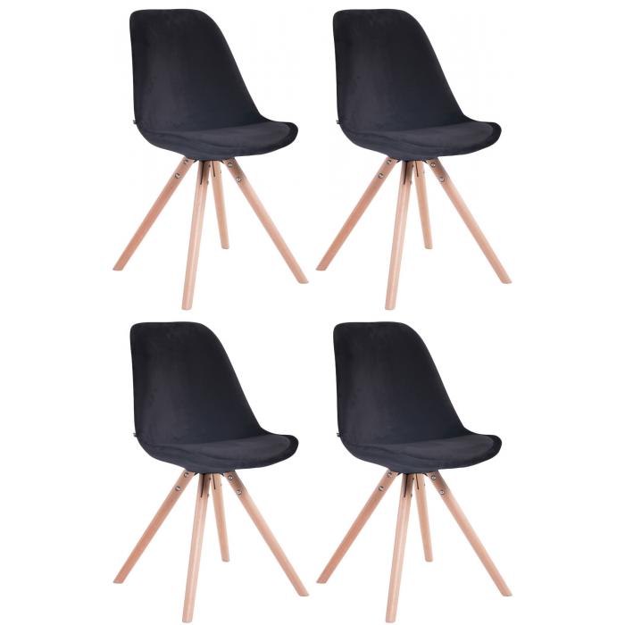 4er Set Sthle HLO-CP8 Samt Rund natura ~ schwarz