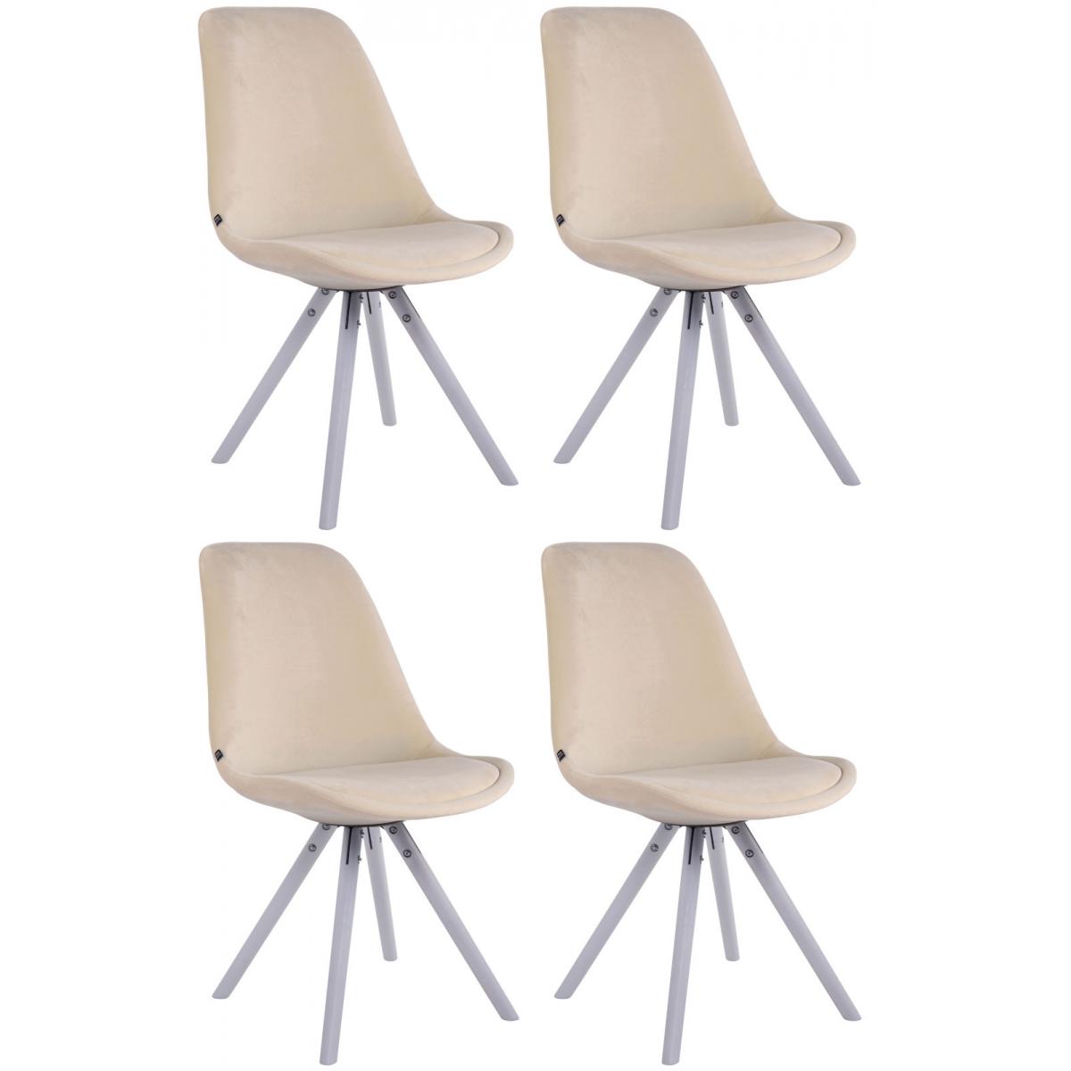 4er Set Sthle HLO-CP8 Samt Rund wei ~ creme