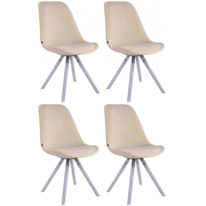 4er Set Sthle HLO-CP8 Samt Rund wei ~ creme