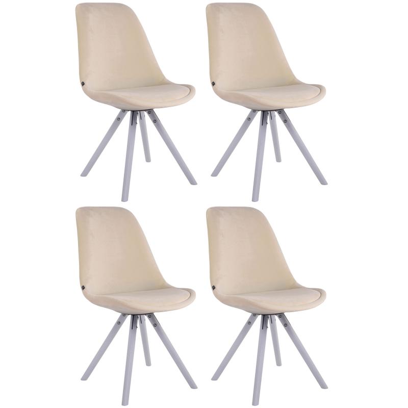 4er Set Sthle HLO-CP8 Samt Rund wei ~ creme