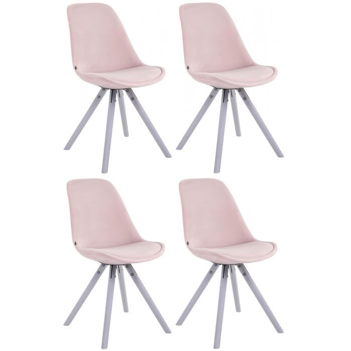 4er Set Sthle HLO-CP8 Samt Rund wei ~ pink