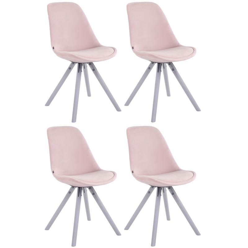 4er Set Sthle HLO-CP8 Samt Rund wei ~ pink