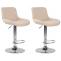 2er Set Barhocker HLO-CP68 Kunstleder chrom ~ creme