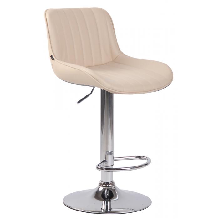 2er Set Barhocker HLO-CP68 Kunstleder chrom ~ creme